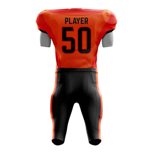 Ensemble d'uniformes de football américain sur mesure, best-seller, orange, imprimé par transfert thermique, polyester, séchage rapide, vêtements d'entraînement pour adultes - Product Image 5