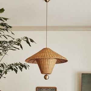 Luminaire suspendu structurel en rotin tressé traditionnel, abat-jour de style farmhouse pour restaurant et hôtel - Product Image 2