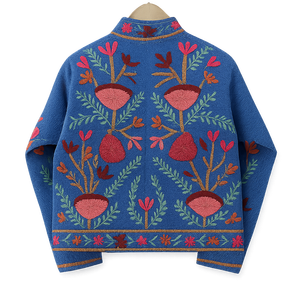 Embroidered Breathable Autumn/Winter Women's <b>Quilted</b> Jackets with Stand Collar and <b>Single</b> Button Closure - Product Image 2