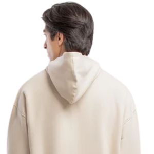 Sweat à capuche décontracté pour homme en molleton beige avec impression en relief sur le devant, style streetwear et sportswear, OEM ODM - Product Image 4