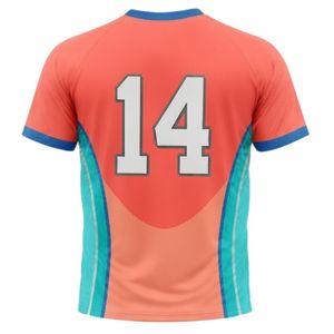Unisex Coral Teal Sublimation Netball <b>Shirt</b> <b>Polyester</b> Short Sleeve Sportswear Athletic Team Uniform Competition Apparel - Product Image 1