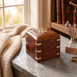 Falah International Wholesale Wooden Pet Cremation Urn <b>Dog</b> Cat Memorial Urn for <b>Ashes</b> Handmade Wood Pet Urn Keepsake Funeral Urn - Product Image 3