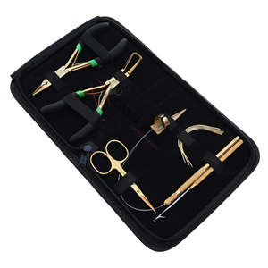 Gold Hair Extension Tools Kit with Microlink Removal <b>Plier</b> <b>Small</b> Salon Trimmer Hair Divider Ring Hand-Tied Weft Needles Finger - Product Image 1