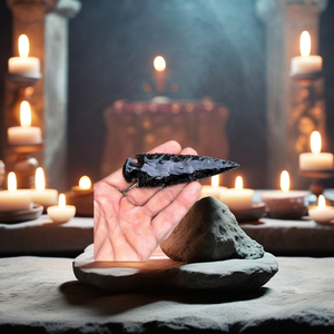 Puntas de Flecha de Obsidiana Negra Talladas a Mano, Cuchillos para Rituales, Sanación y Exhibición, Piedra de Cristal, Decoración Espiritual - Product Image 1