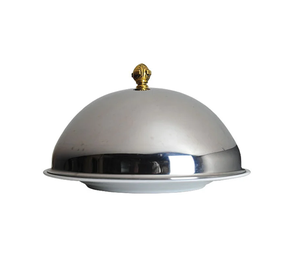 Cloche à gâteau en acier inoxydable poli miroir, design élégant avec bouton, article de vaisselle domestique, couvercle de plat - Product Image 1