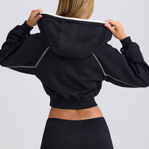 Sudaderas cortas de moda para mujer, de forro polar, con cremallera completa, suaves, deportivas, cómodas, para el gimnasio y deportes diarios, sudaderas cortas para mujer - Product Image 2