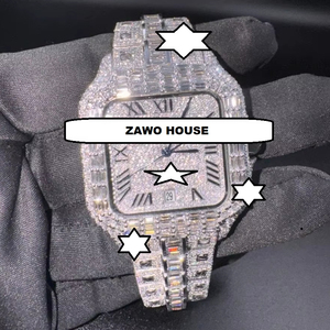 ZAWO Men's Stainless Steel Mechanical Watch VVS1 Moissanite Diamond Automatic Movement Hip Hop Handmade Sports Business Watch - Product Image 1