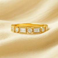 Bague demi-éternité géométrique en argent sterling 925 de haute qualité et or 14 carats avec moissanite taille baguette certifiée IGI pour mariage et fête