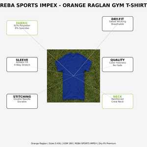 T-shirt à manches courtes bleu pour homme REBA, col rond, logo imprimé sur le devant, coupe décontractée, bordure contrastée, 200g Poly/Coton - Product Image 2