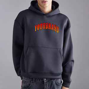 Vente chaude : Sweat à capuche oversize en molleton bouclette 450 g/m² pour homme, personnalisable avec impression en relief, de luxe, style streetwear, vierge - Product Image 1