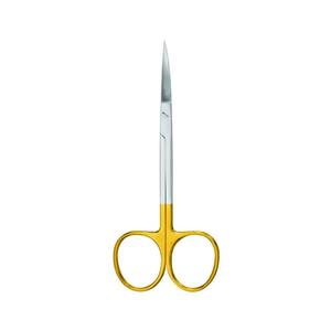 Tijeras Iris Rectas T.C. Doradas de 115 mm 04-520-115, Instrumento Quirúrgico Manual de Acero Inoxidable Reutilizable para Corte de Precisión - Product Image 1
