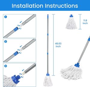 Tête de balai serpillère A&S réutilisable en coton, extensible, auto-essoreuse et durable - Product Image 2