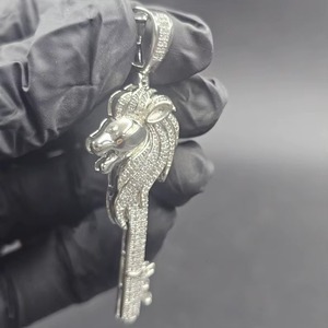 Colgante de Cabeza de León de Plata 925 con Moissanita y Cristales de Estrás, Micro Pavé, Estilo Hip-Hop, Amuleto Animal, Joyería Unisex, Regalo - Product Image 1
