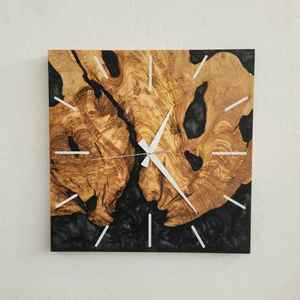 Resin Epoxy Wall <b>Clock</b> With Wooden Accents Handmade Durable Functional Stylish And Elegant Perfect For Living Room Bedroom - Product Image 4