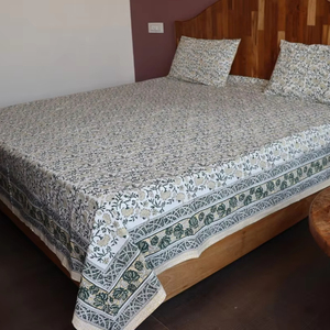 Hand Block Print Bedsheet Set Cotton Sheeting Bedding Indian Handmade Bedspread with Pillow Covers Queen <b>King</b> <b>Size</b> - Product Image 1