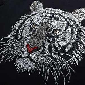 T-shirt à manches courtes pour homme, col rond, streetwear, 100% coton, tricoté, lettres en strass, dessin animé, impression DTF, tee-shirt - Product Image 2