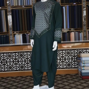 Wholesale 100% Cotton Afghani Shalwar Kameez Patchwork Stylish Fashion Design 2pcs Set Man <b>Pakistani</b> Muslim Shalwar Kameez <b>Dress</b> - Product Image 6