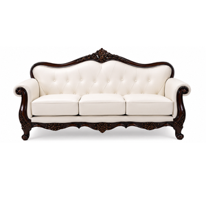 Luxury Classic Solid Teak <b>Wood</b> <b>Sofa</b> 3 Seater Carved Living Room Furniture Upholstered Hotel Villa Apartment Furniture - Product Image 1