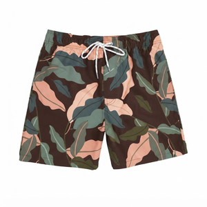 <b>Men's</b> Floral Print Board Shorts Quick Dry Drawstring Casual Swim <b>Trunks</b> Mid Waist Short Length 100% Polyester - Product Image 5