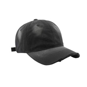 Casquette de baseball unisexe 6 panneaux en coton noir uni avec fermeture auto-agrippante réglable, style décontracté, pour adulte - Product Image 1