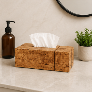 Caja de pañuelos de lujo hecha a mano con madera de abedul de Karelia, cubierta de madera natural de primera calidad con vetas figuradas, servilletero rectangular para el hogar. - Product Image 2