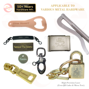 MING KEE METAL Servicio de Logotipo Láser Plano Personalizado Sin Costo de Molde MOQ Bajo 100 Piezas Grabado de Alta Precisión para Etiqueta Metálica de Bolso - Product Image 2