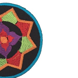 Circular Embroidered Wave <b>Patch</b> with Clouds Gold Accents Eco-Friendly PVC Nonwoven Felt <b>Sew</b>-<b>On</b> Fabric for Crafting Decor - Product Image 3