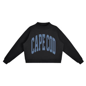 Sweat-shirt à col montant noir pour femme, imprimé lettres Cape Cod, tenue de voyage personnalisée pour la côte et la plage, pull en polaire - Product Image 2
