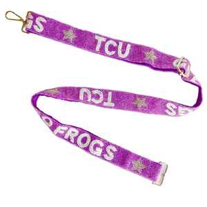 สายกระเป๋าปักลายทีม LSU Tigers คุณภาพพรีเมียม สีม่วงเหลือง ทำจากผ้าฝ้าย ดีไซน์ทรงสี่เหลี่ยมทันสมัย อุปกรณ์ตกแต่งงานฝีมือ - Product Image 5