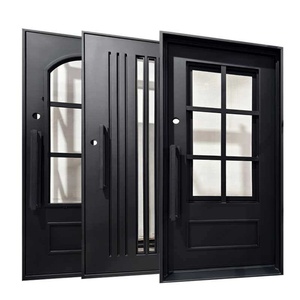 Royal Luxury Rust-resistant Wrought Iron Entrance Door <b>Swing</b> Easy Assembly Arched Glass Panel Intricate Pattern Design - Product Image 6