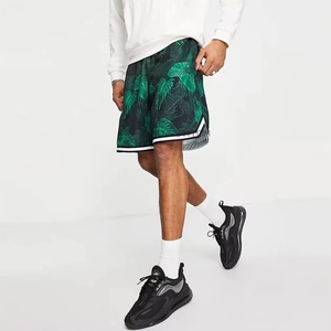 Pantalones Cortos de Baloncesto con Estampado Tropical para Hombre, Cintura Elástica, Secado Rápido, Poliéster, Pantalones Cortos Deportivos de Verano, Corte Regular, Estampado de Plantas - Product Image 3
