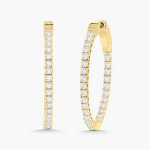 1 Carat Double Sided Huggie <b>Hoop</b> <b>Earrings</b> Round Cut Lab Grown Diamonds Large Elegant Bridal Jewelry Wholesale 14k 18k <b>Solid</b> Gold - Product Image 5