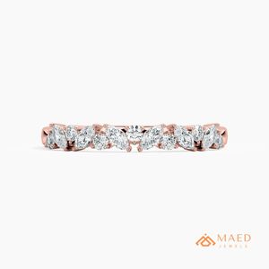 Anillo de Compromiso Chapado en Oro Rosa, Anillo de Eternidad Delgado con Micro Pavé de Moissanita, Banda de Boda para Mujer, Elegante, Apilable, Regalo en Oro Rosa - Product Image 1