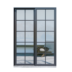 Porte coulissante intérieure française rétro insonorisée <span class=keywords><strong>à</strong></span> prix avantageux, cadre en aluminium, porte coulissante en verre trempé pour villas - Product Image 2