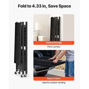 Scaffale Pieghevole a 3 Ripiani 28L X 13P X 36A Pollici, 5 Ruote, Scaffalatura in Metallo, Nessun Montaggio Richiesto, Organizzatore - Product Image 2