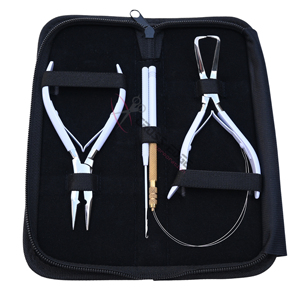 Modern Stylist Gear Professional Hair Extension Tools Kit with Hook & Loop <b>set</b> 5in <b>Beads</b> Crimper & Removal Hair Extension Plier - Product Image 6