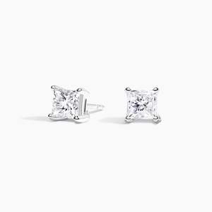 Pendientes de Diamantes Cultivados en Laboratorio con Corte Princesa de Cuatro Puntas, Plata de Ley 925, 1 Quilate, Certificados por IGI - Product Image 1