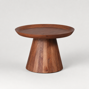 <b>Round</b> Wooden Pedestal Coffee <b>Table</b> with Tray Style <b>Top</b> Natural Grain Finish Decorative Modern Living Room Home Decor - Product Image 5