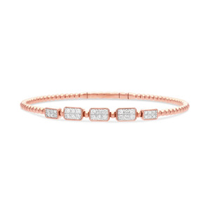 Beaded Station Cluster Diamond <b>Bangle</b> <b>Bracelet</b> - Product Image 1