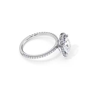 Oval Cut Diamond Engagement Ring Prong Setting White Gold Women's Floral Style - Product Image 4