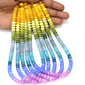 Perles Rondelles en Quartz Multicolores Bio : Pierres Précieuses Lisses de Qualité AAA (7-8mm) - Product Image 1