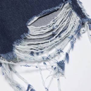 Distressed Super Baggy Fit Mid Waist Wide Leg <b>Knee</b> Length Leather <b>Patch</b> Detail Mens Streetwear Denim Shorts Denim Shorts - Product Image 4