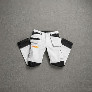 Customized Reflective Men's <b>Work</b> <b>Pants</b> White <b>Black</b> Multi Pockets Wholesale Polyester Cargo Trousers with Logo Printing - Product Image 6