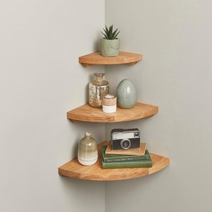 Indian Supplier <b>Rustic</b> Wooden Corner Wall <b>Shelves</b> Set of 3 for Decorative Storage in Living Room Available at Best Price - Product Image 2