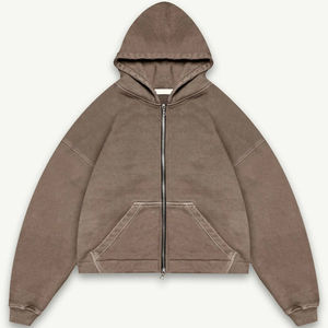 Hoodie surdimensionné personnalisé avec fermeture éclair intégrale, effet délavé, tissu premium haute densité, tendance, pour un look décontracté ou streetwear, unisexe. - Product Image 1