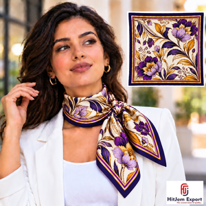 High Quality Silk Feel Square Scarf Manufacturer Custom Digital <b>Print</b> Women Fashion <b>Accessories</b> OEM ODM Bulk Supplier - Product Image 3
