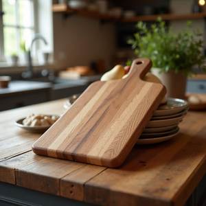 Tabla de cortar de madera maciza hecha a mano para cocina, para cortar verduras, carne y pan, superficie de preparación de alimentos duradera de madera natural - Product Image 1