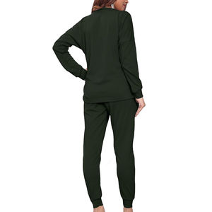 Conjunto de Pantalones Deportivos y Sudadera con Capucha de Cuello Redondo de 2 Piezas para Mujer, Talla Grande, Informal, de Invierno, de la Mejor Calidad, Sólido, Transpirable, de Manga Larga - Product Image 5