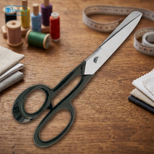 Ciseaux de découpe en carton et en cuir, manche laqué noir, lame inférieure dentelée, ciseaux de découpe industriels robustes - Product Image 3
