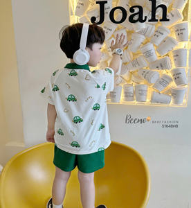 Ensembles de vêtements décontractés BEEMO pour garçons, été et automne, t-shirt polo en coton et short, vêtements pour l'école et la maison, vêtements pour tout-petits - Product Image 4